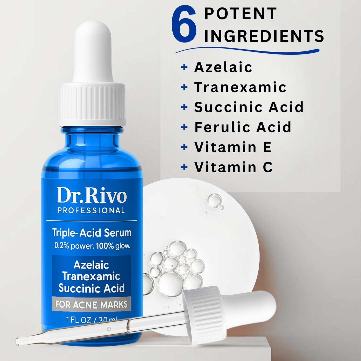 Triple-Acid Face Serum – Fades acne marks, brightens skin & boosts glow. 0.2% active formula. Gentle, effective & fast-absorbing.