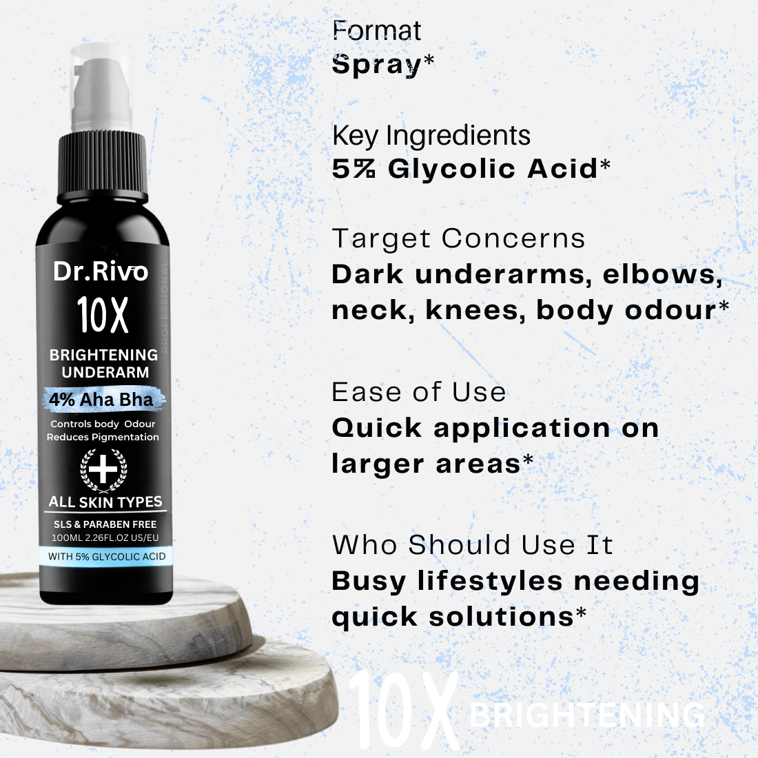 4% Aha Bha with 5% Glycolic Acid Underarm Brightening Spray Men & Women  (100 ml)