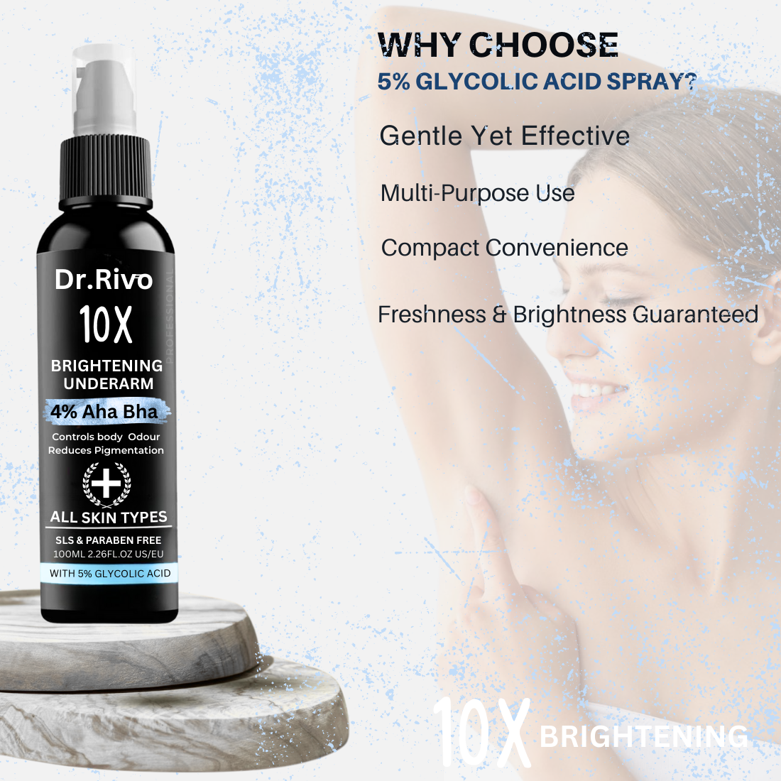4% Aha Bha with 5% Glycolic Acid Underarm Brightening Spray Men & Women  (100 ml)