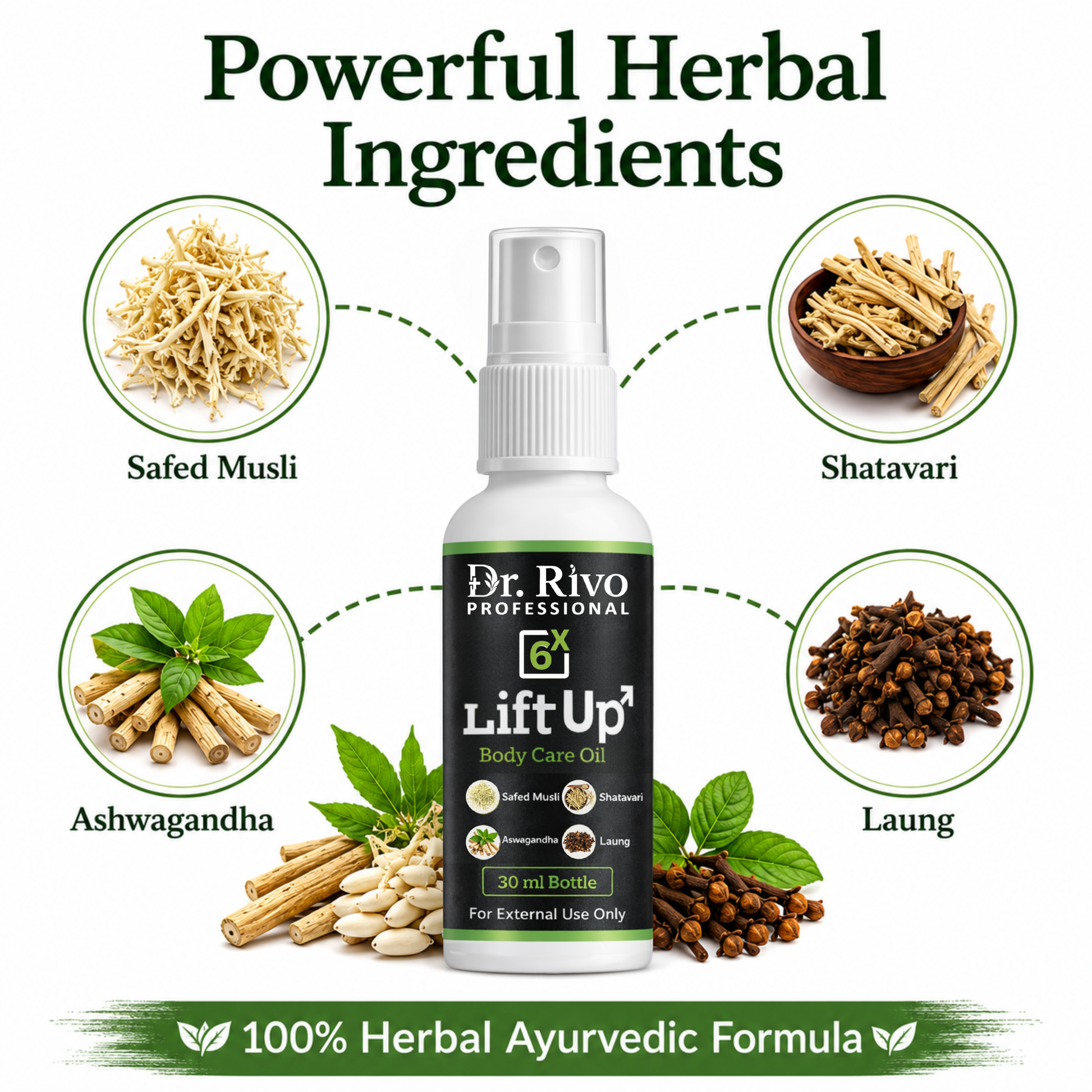 6X LiftUp Body Care Oil for Men | Herbal Massage Oil Dr.Rivo PROFESSIONAL