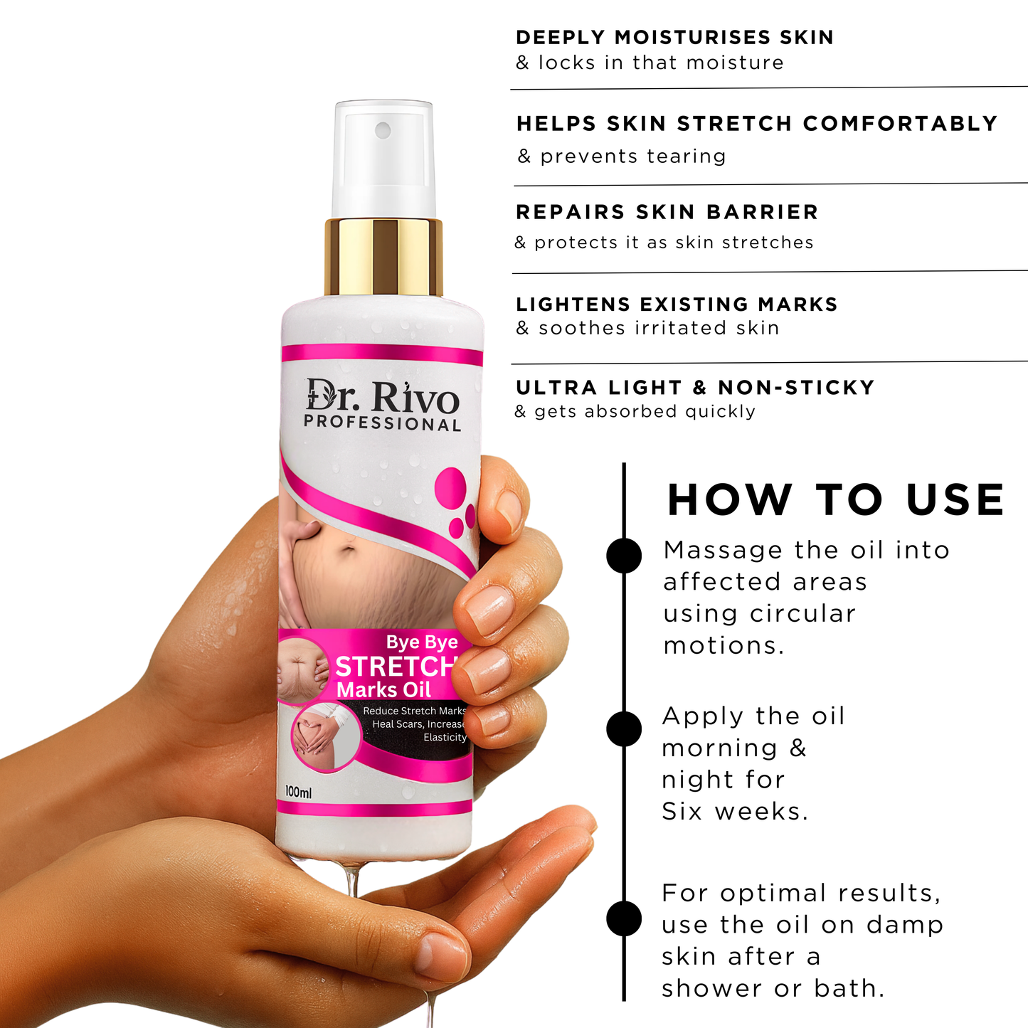 Dr.Rivo Professional present Repair Stretch Marks Removal-Natural Heal Pregnancy Breast,Hip,Legs,Marks oil 100 ml pack of 1