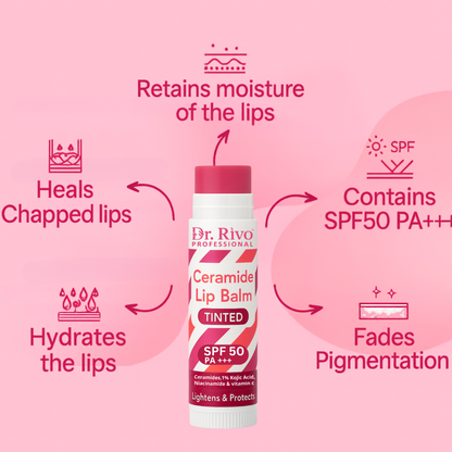 Tinted Ceramide Lip Balm with SPF50 PA+++ - Kojic Acid & Niacinamide Raspberry