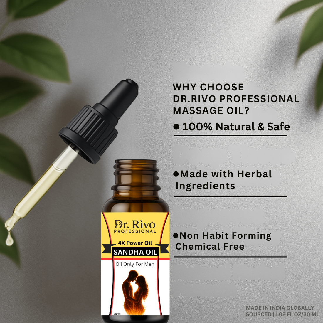 Dr. Rivo Ayurvedic Men’s Wellness Massage Oil – 30ml Ayurvedic oil all Ingredients