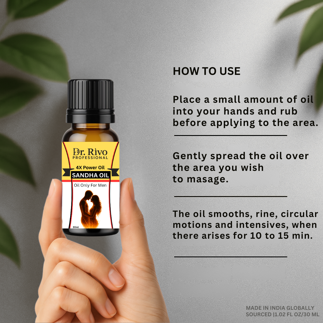 Dr. Rivo Ayurvedic Men’s Wellness Massage Oil – 30ml Ayurvedic oil all Ingredients