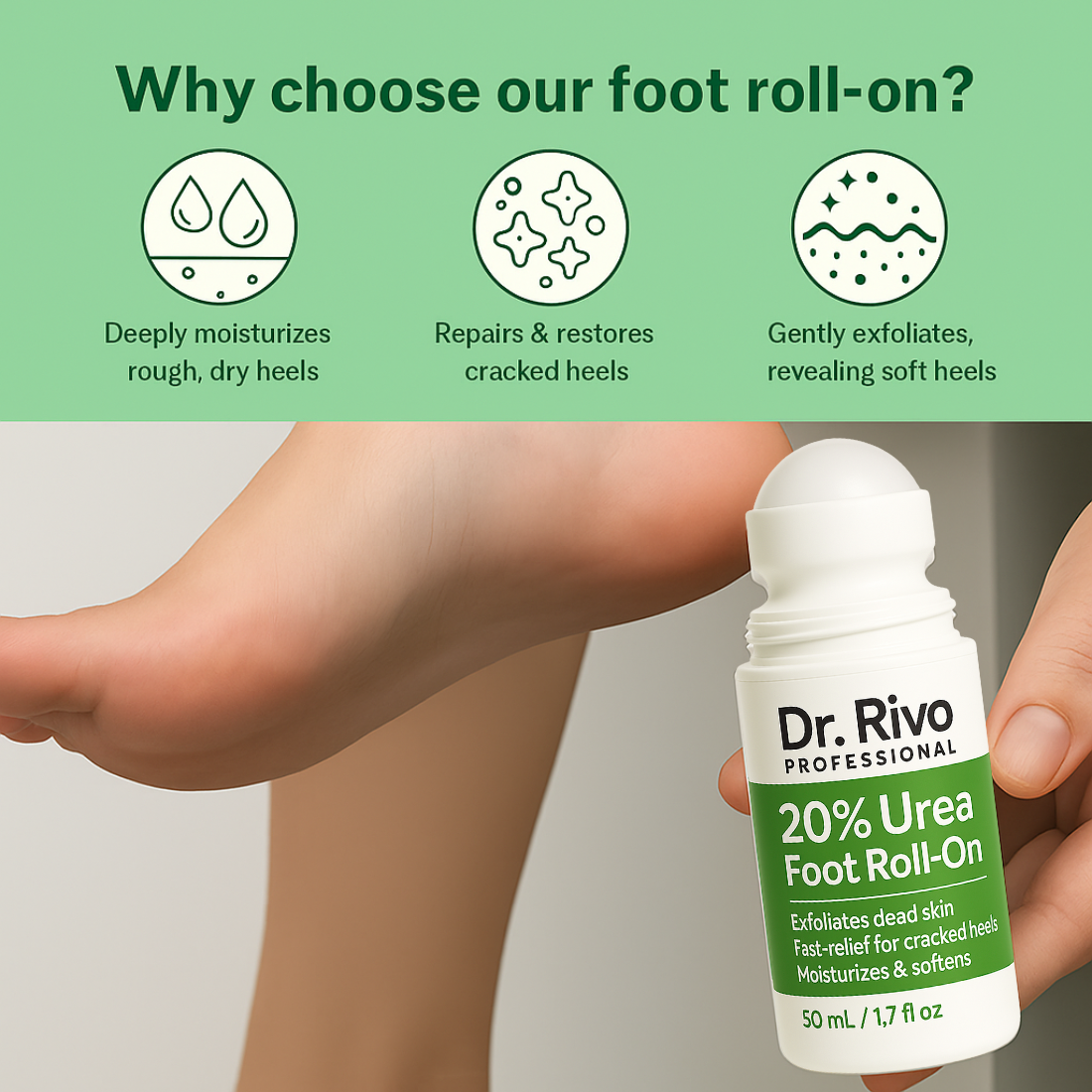 20% Urea Foot Roll-On | For Dry & Cracked Heels  (50 ml, Set of 1)