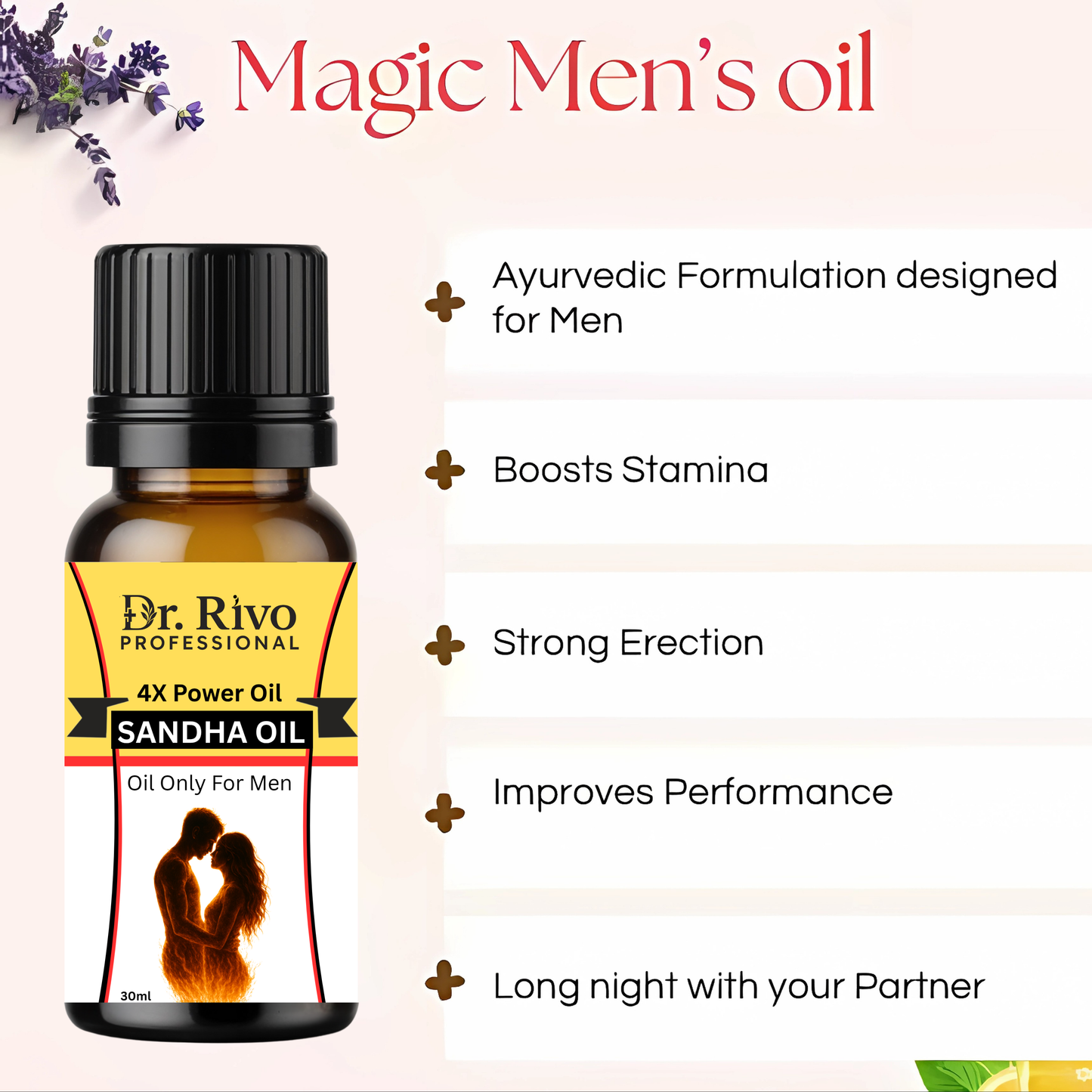 Dr. Rivo Ayurvedic Men’s Wellness Massage Oil – 30ml Ayurvedic oil all Ingredients