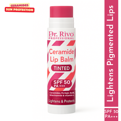 Tinted Ceramide Lip Balm with SPF50 PA+++ - Kojic Acid & Niacinamide Raspberry