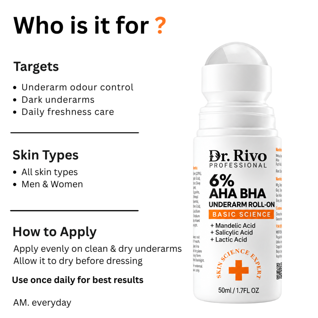 6% AHA BHA Underarm Roll On